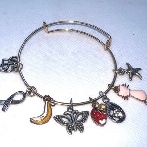 Gold‎ Charm Bracelet with Multicolor Accents